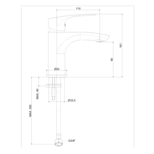 Project mitigeur de lavabo à levier, taille S, sans vidage, chrome (SATBSPRO271S)