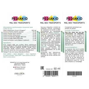 PEDIAKID Box Vacances - Spray Anti-Moustiques & Anti-Démangeaisons - Spray Nettoyant Oreille - Sirop Prébiotiques pour Transit Intestinal - Sticks contre Nausées & Vomissements