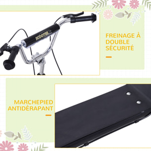 Trottinette patinette freestyle grandes roues pneumatiques Ø 41 cm hauteur guidon réglable béquille pegs inclus acier noir