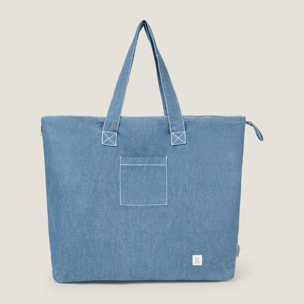 Bolsa grande tejido chambray Cubacham color azul oscuro 100% Algodón