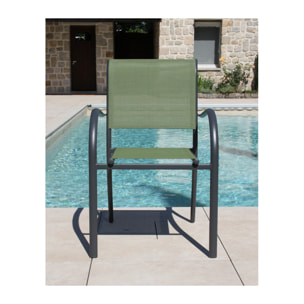 Ensemble table et chaises de jardin  - gris anthracite et vert sauge - HONFLEUR XL BEZIERS