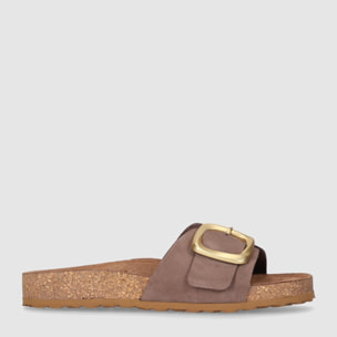 Sandalias de Piel - Marron - Tacón: Bajo