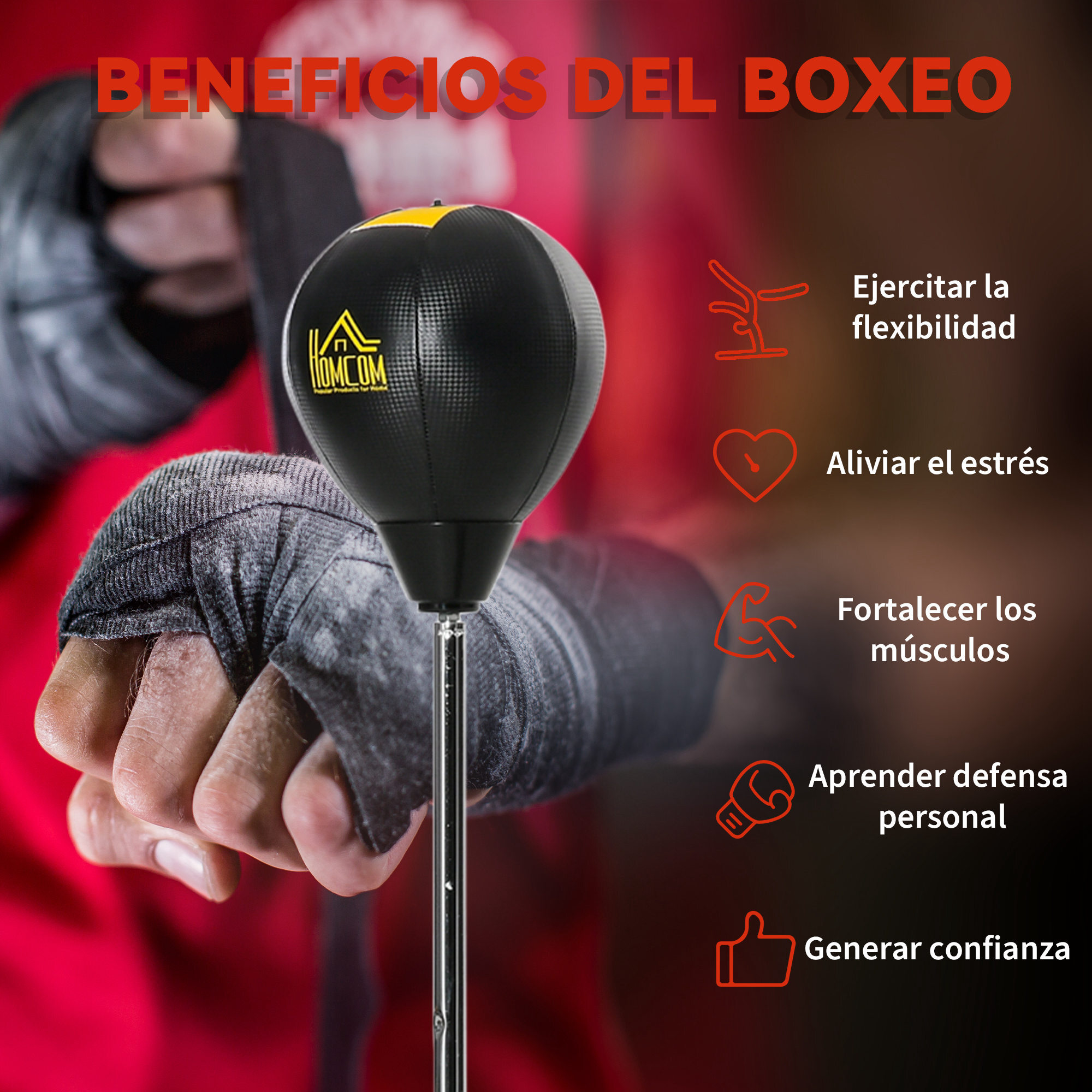Saco de Boxeo de Pie con Altura Ajustable en 4 Niveles de 133-151 cm, Saco de Boxeo con Base Rellenable, Guantes e Inflador, para Adultos y Adolescentes, Negro