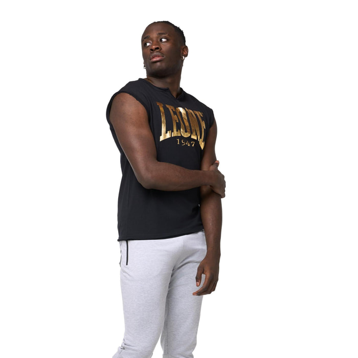 T-shirt smanicata con taglio a vivo da uomo Leone New Gold