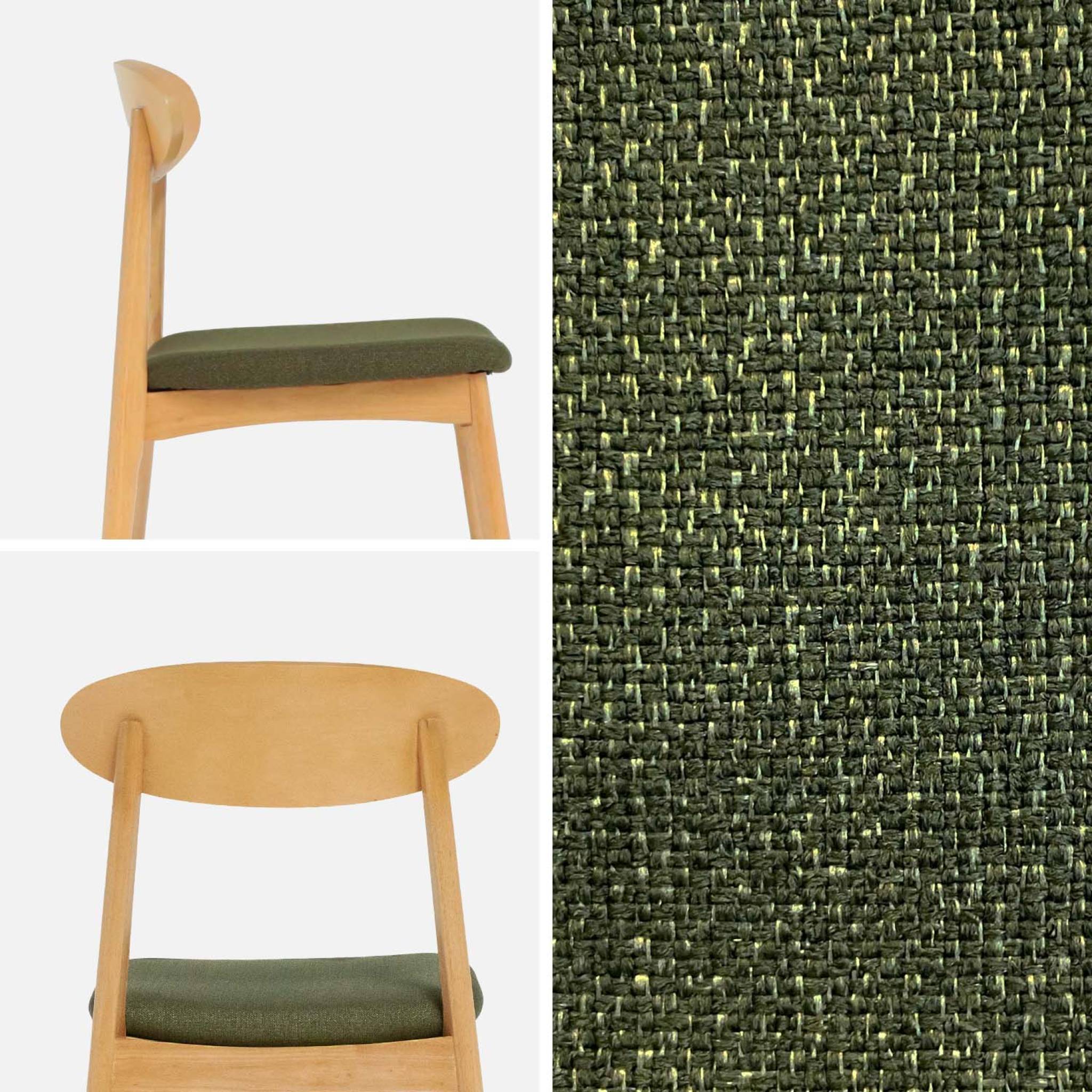 Chaise vintage bois d'hévéa naturel et tissu (lot de 2) ARIA