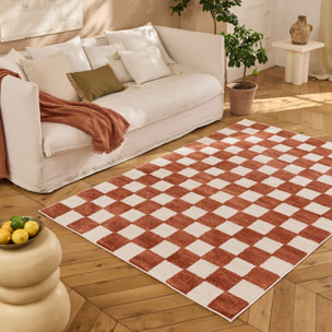 PANTONE - Tapis terracotta à motif damier TERRA DEL SOL