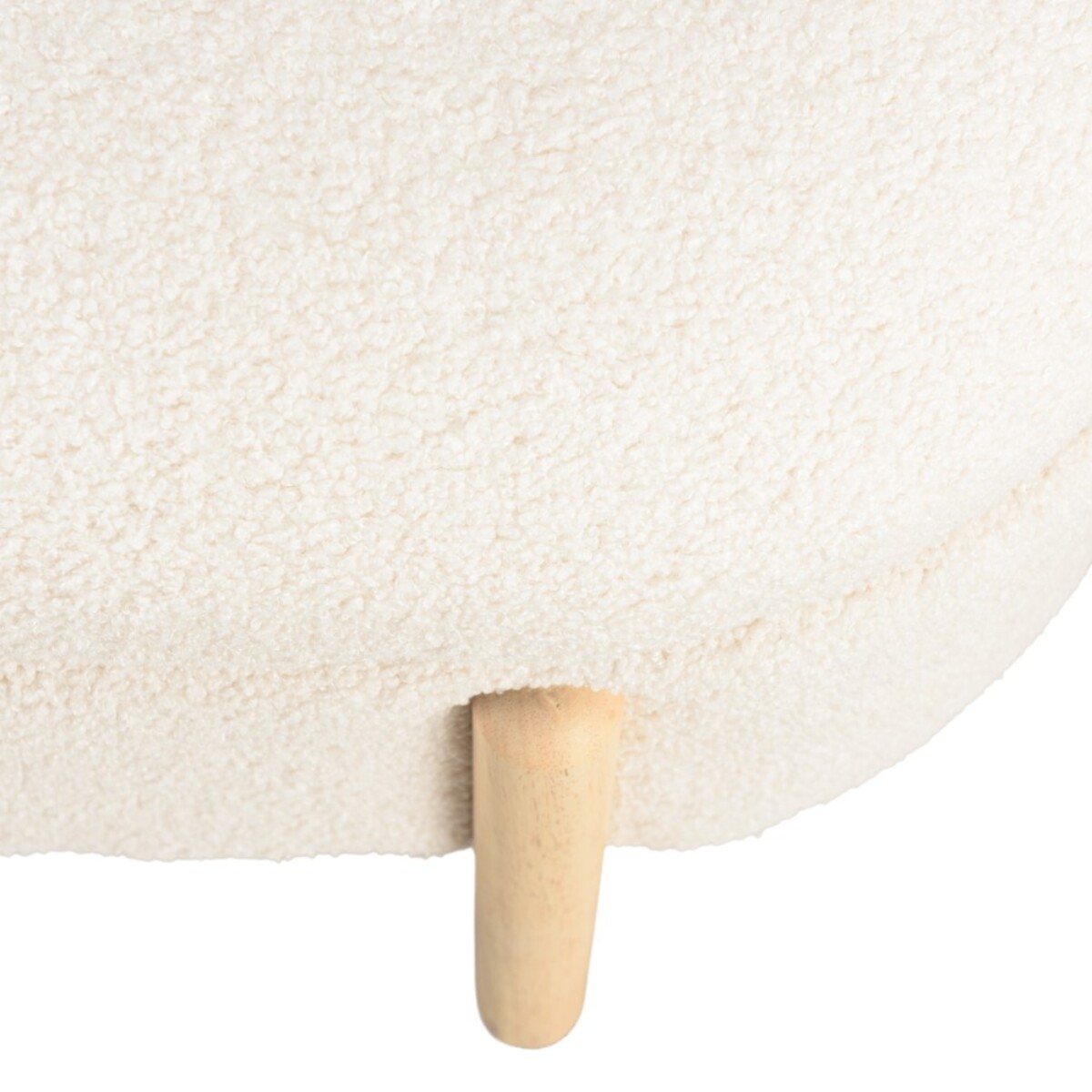 LEOPOLD - Banquette tissu bouclette écru avec rangement et pieds bois