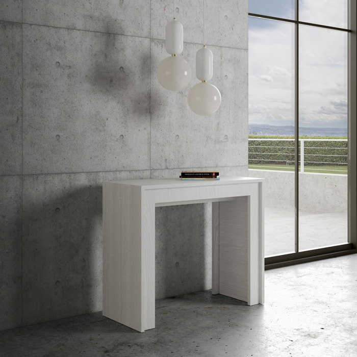 Console Mia cm.90x42 (extensible à 302) Frêne Blanc