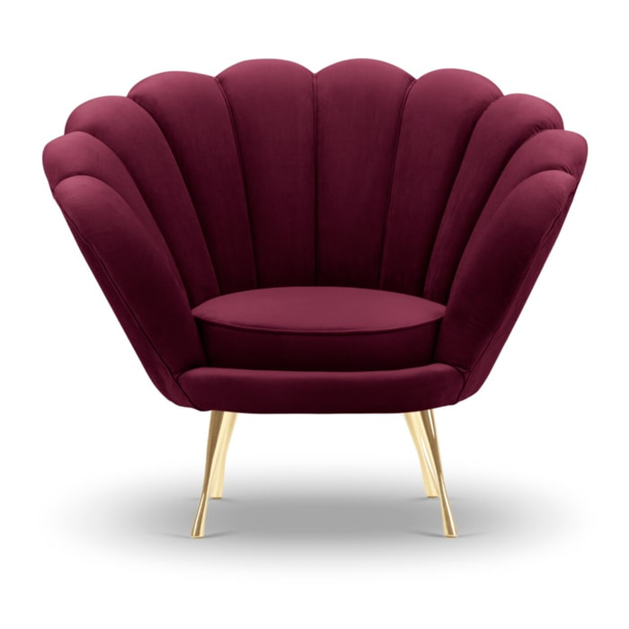 Fauteuil "Kingston" en velours pourpre