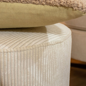 Pouf pivotant en velours cotelé écru CASPER