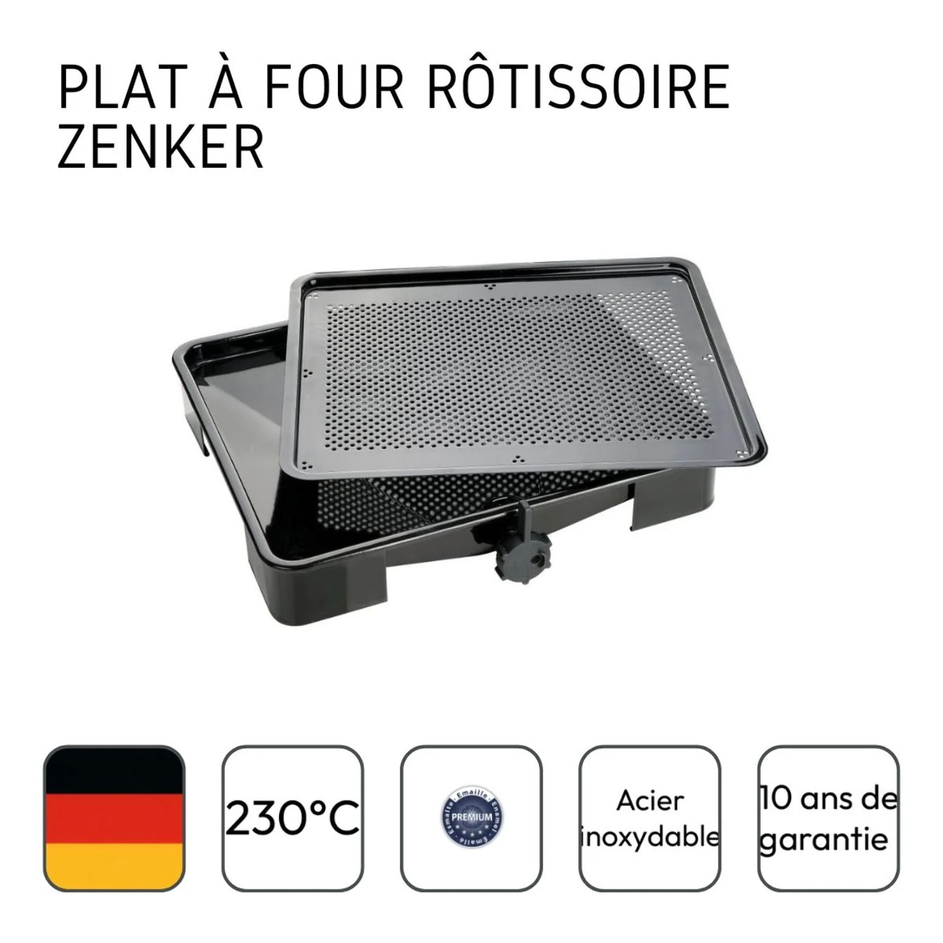 Plat de cuisson four pour rôti avec bac de récupération du jus de 3 litres 39 x 33 cm Zenker Special Cooking