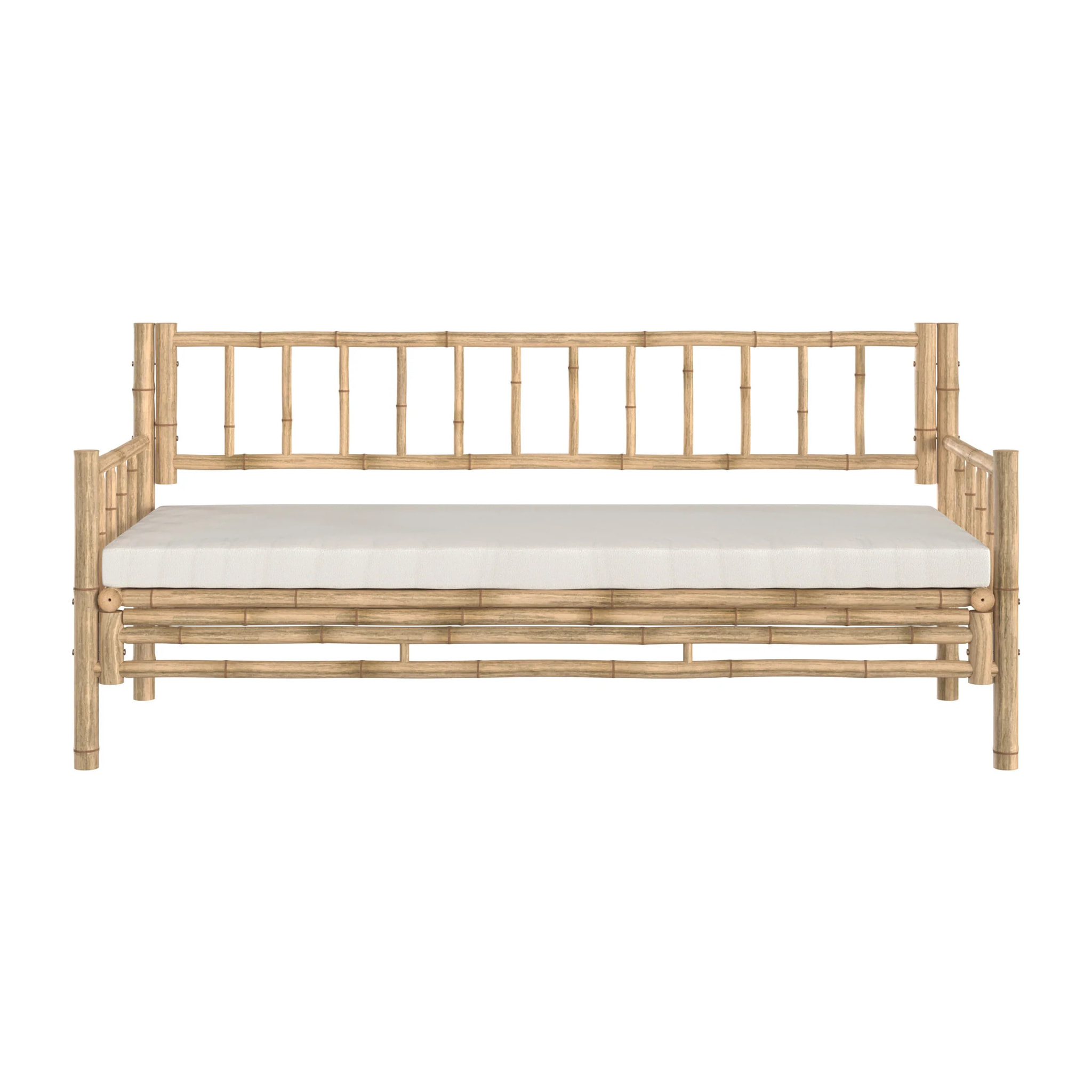 Canapé de jardin blanc 3 places en bambou naturel - Vadella