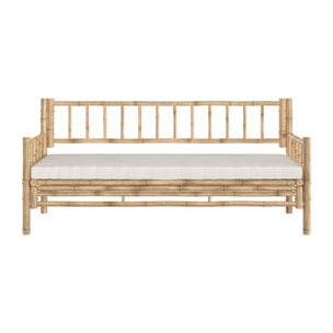 Canapé de jardin blanc 3 places en bambou naturel - Vadella