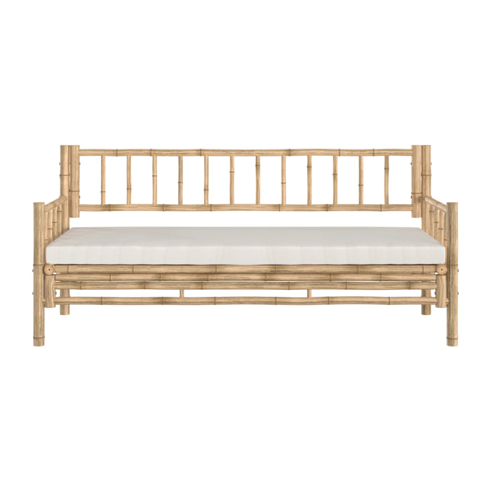 Canapé de jardin blanc 3 places en bambou naturel - Vadella