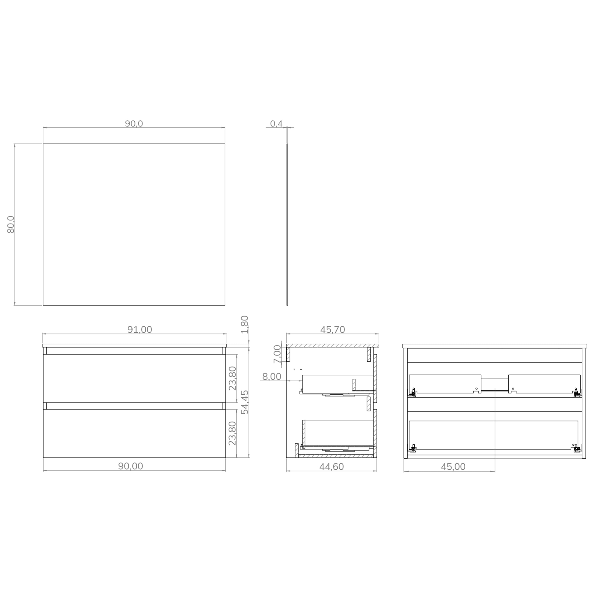 Conjunto de baño IRONA 2C, 90cm, incluye lavabo y espejo