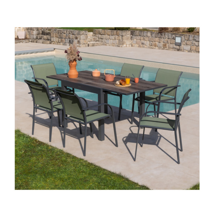 Ensemble table et chaises de jardin  - Vert - HONFLEUR BEZIERS CHENE