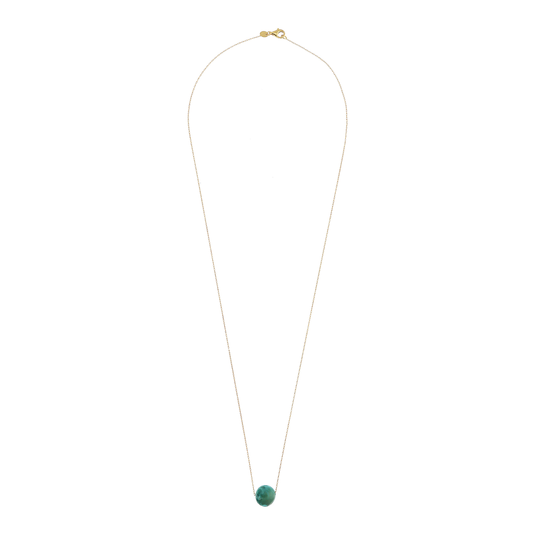 Collana Catena Ritorta e Pendente Sferico in Pietra Naturale Agata Verde in Argento 925 placcato Oro giallo 18Kt