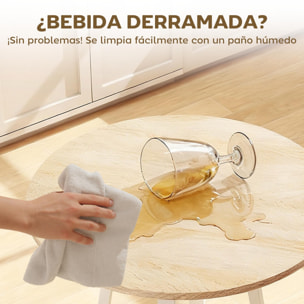 Mesa Alta Cocina Redonda con Estante de Almacenamiento, Mesa Alta Bar Moderna para 2 Personas con Marco de Metal para Salón y Comedor, 55x55x95 cm, Madera Natural y Blanco