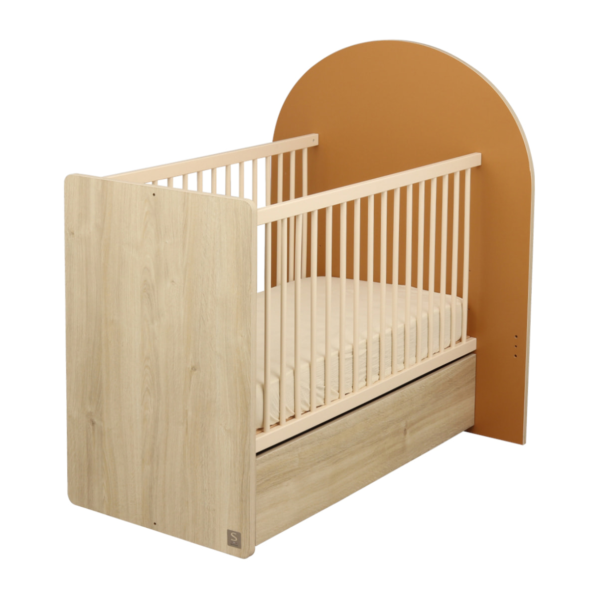Tiroir pour lit bébé évolutif - décor bois chêne sépia