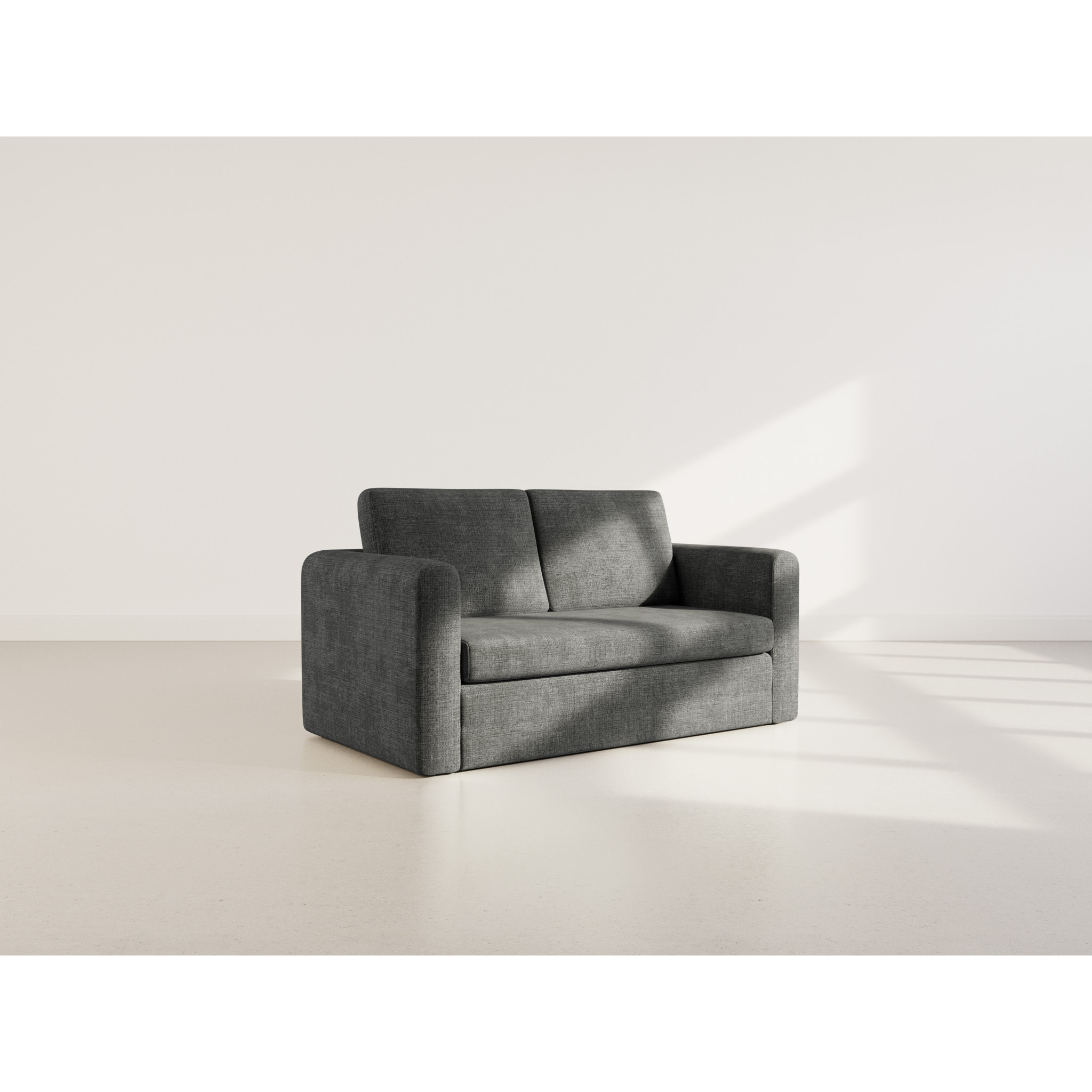 Marilia - Canapé 2 places convertible déplimousse en velours texturé - Gris foncé