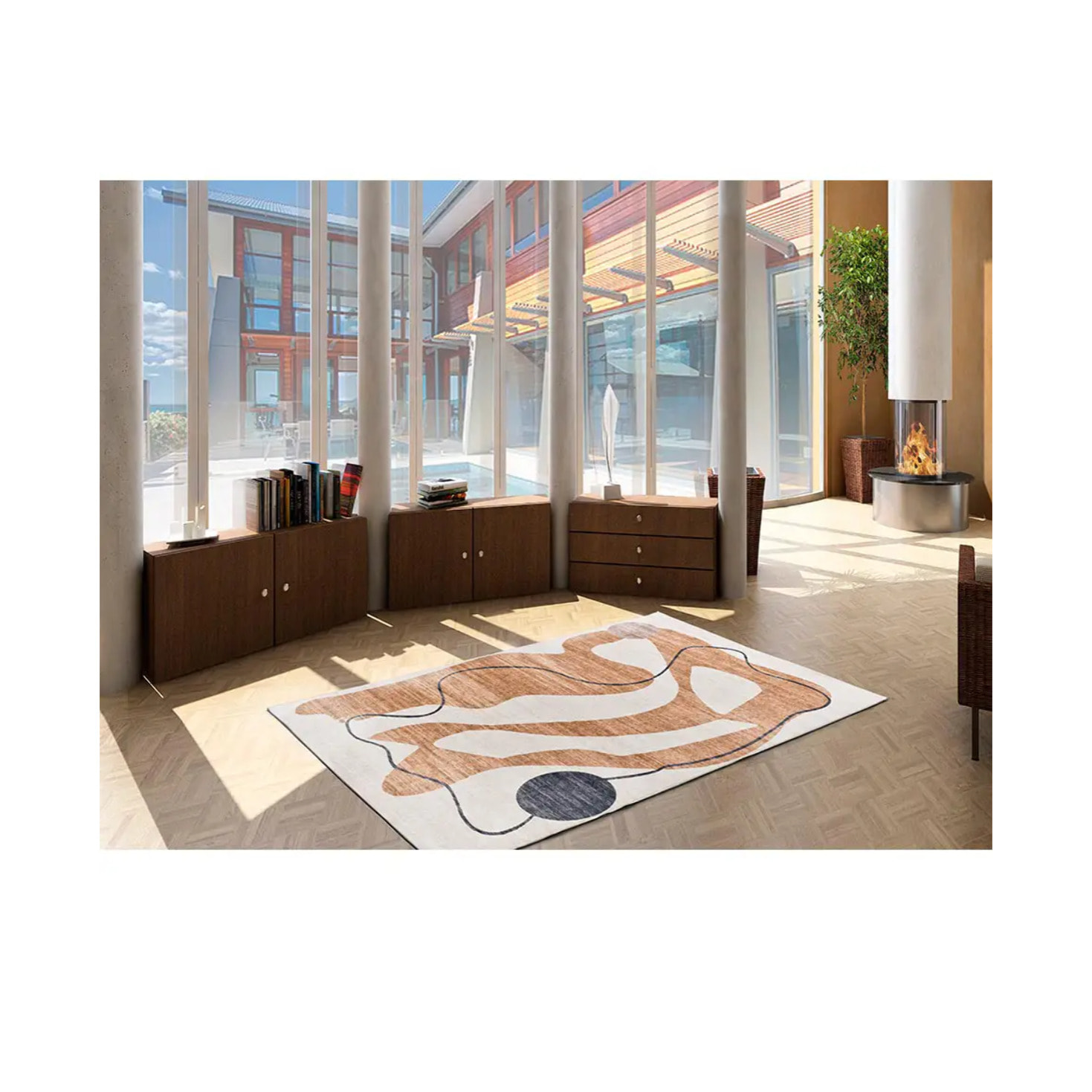 Alfombra impresa abstracta naranja Class, varias medidas disponibles