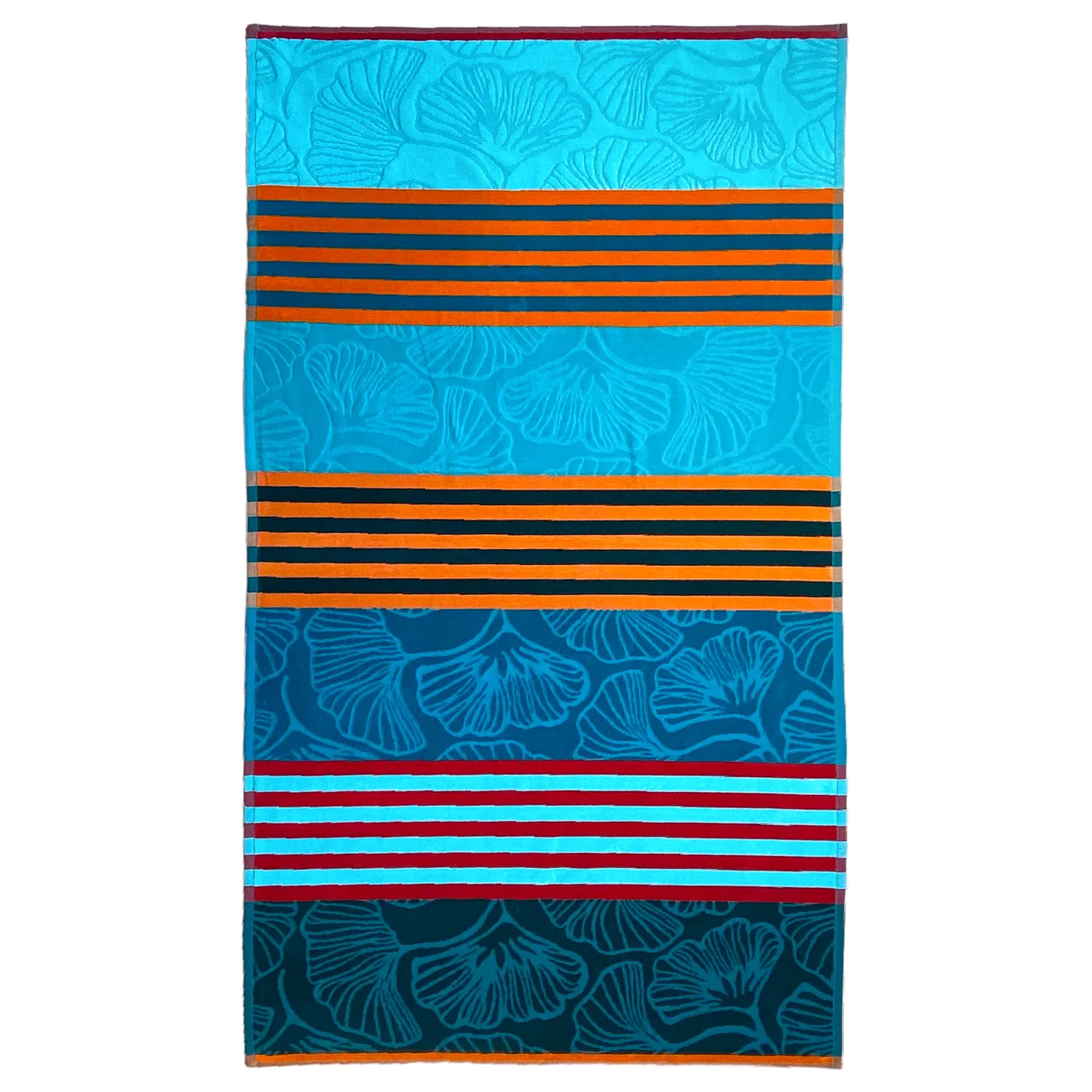 Serviette de plage éponge velours Jacquard ciselé Bleu 90x170 340g/m² - Fiorito