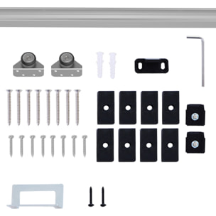 Kit complet porte coulissante 4 x 93 cm (p x l): rail, roulettes, visserie