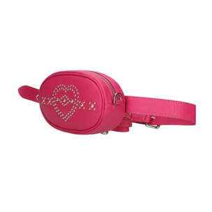 Borsa marsupio da donna in vera pelle sauvage con borchie. Prodotto artigianale italiano. Made in Italy - 12.0 x 19.0 x 7.0 cm
