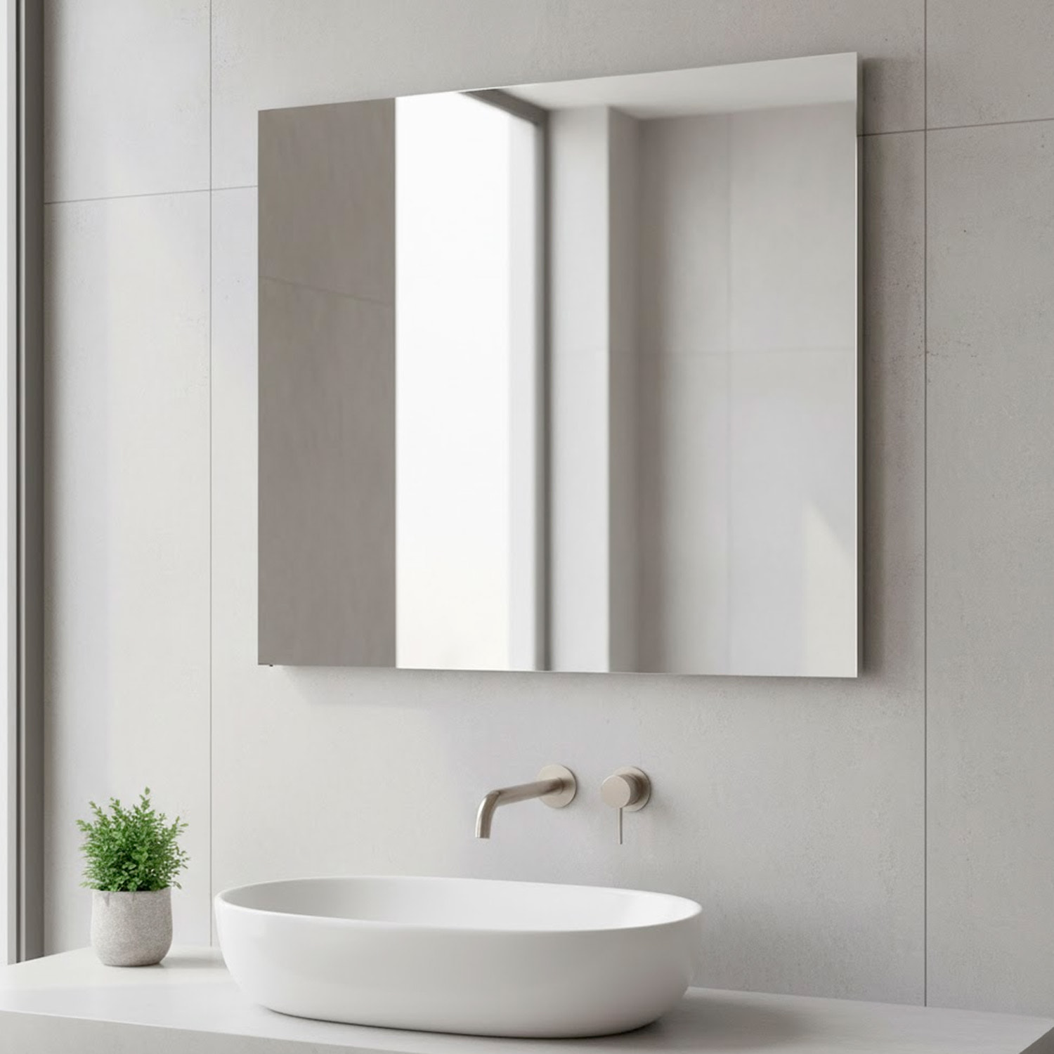 Specchio Rettangolare Filolucido Con Vetro Da 5 mm Bordi a 90&deg; Installazione Verticale e Orizzontale Reversibile Con Pellicola Antiesplosione e Ganci Inclusi Design Moderno Per Bagno Casa 70 X 100 Cm