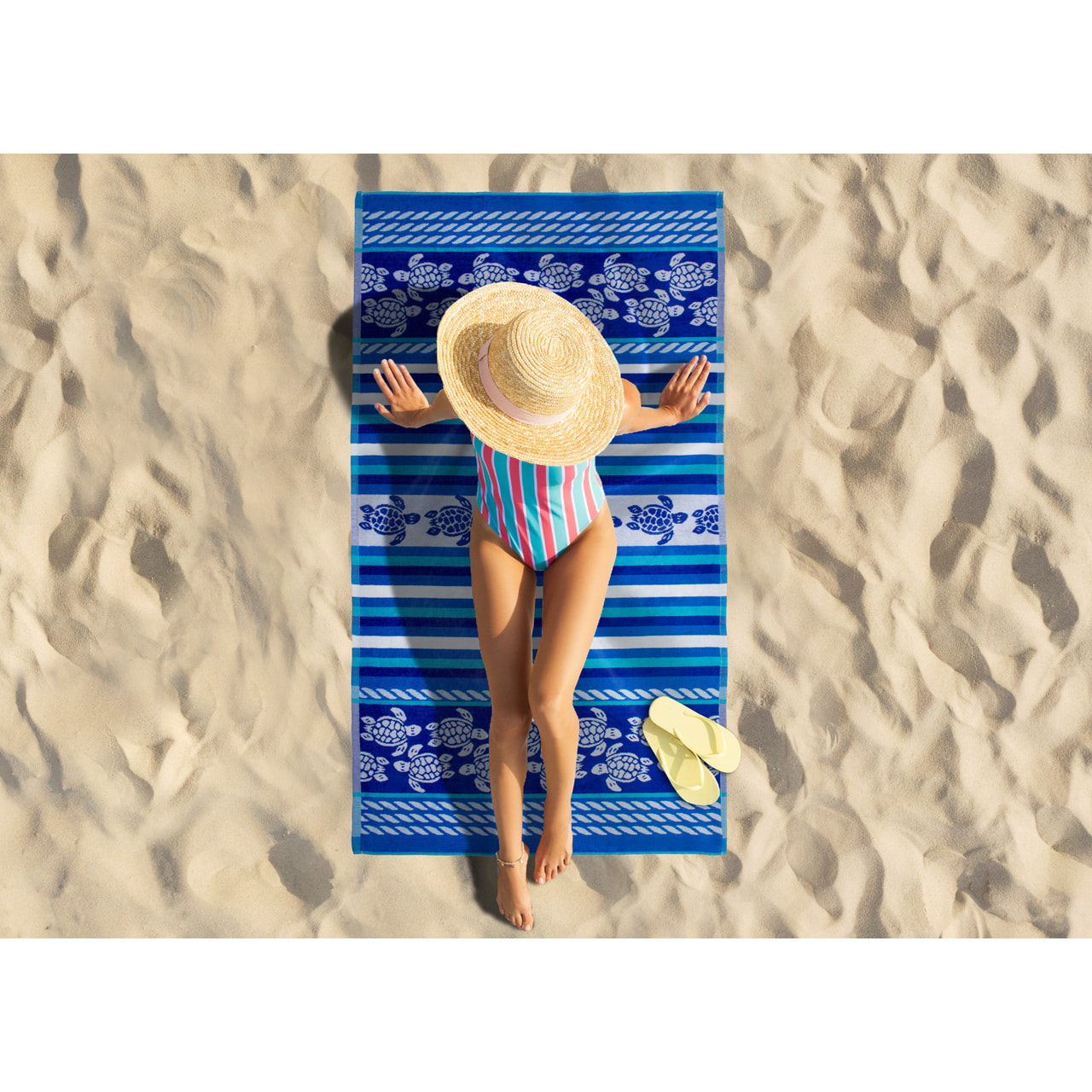 Telo Mare Spugna Jacquard Spiaggia Disegno Modica