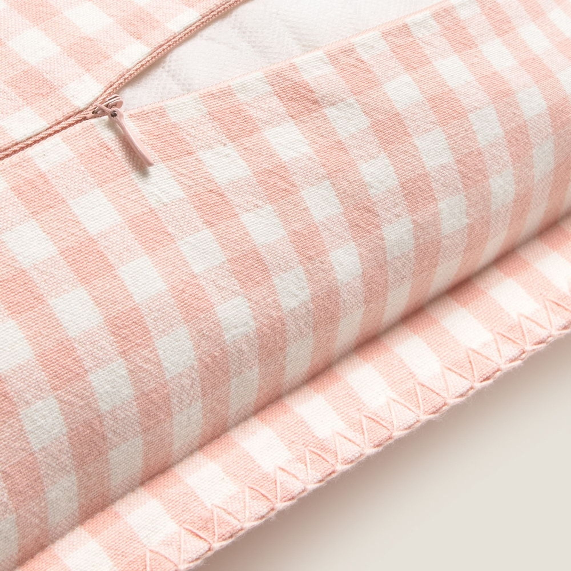 Funda de cojín algodón cuadros vichy Kimivu color rosa 100% Algodón