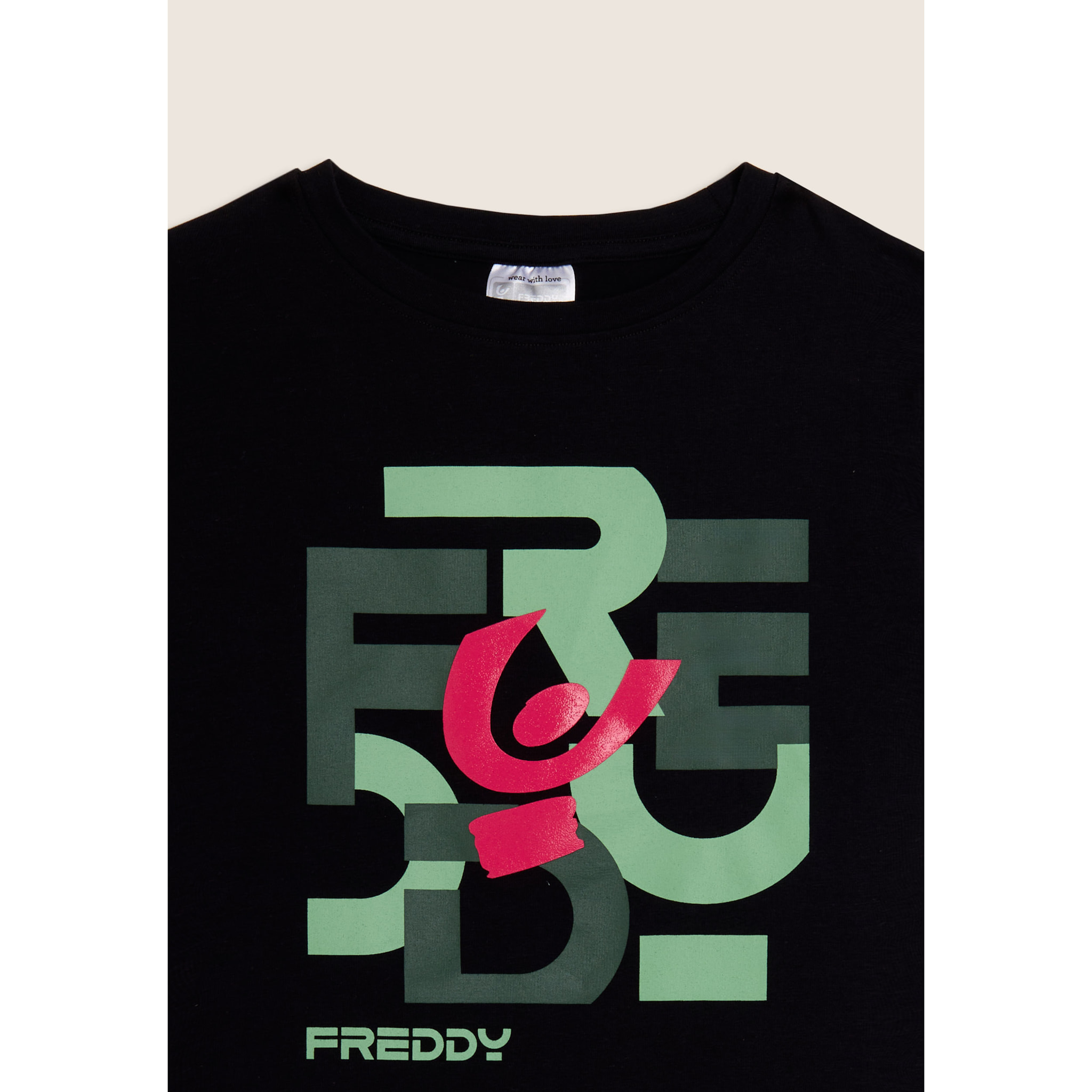 T-shirt Junior regular con grafica FREDDY a lettere sparse
