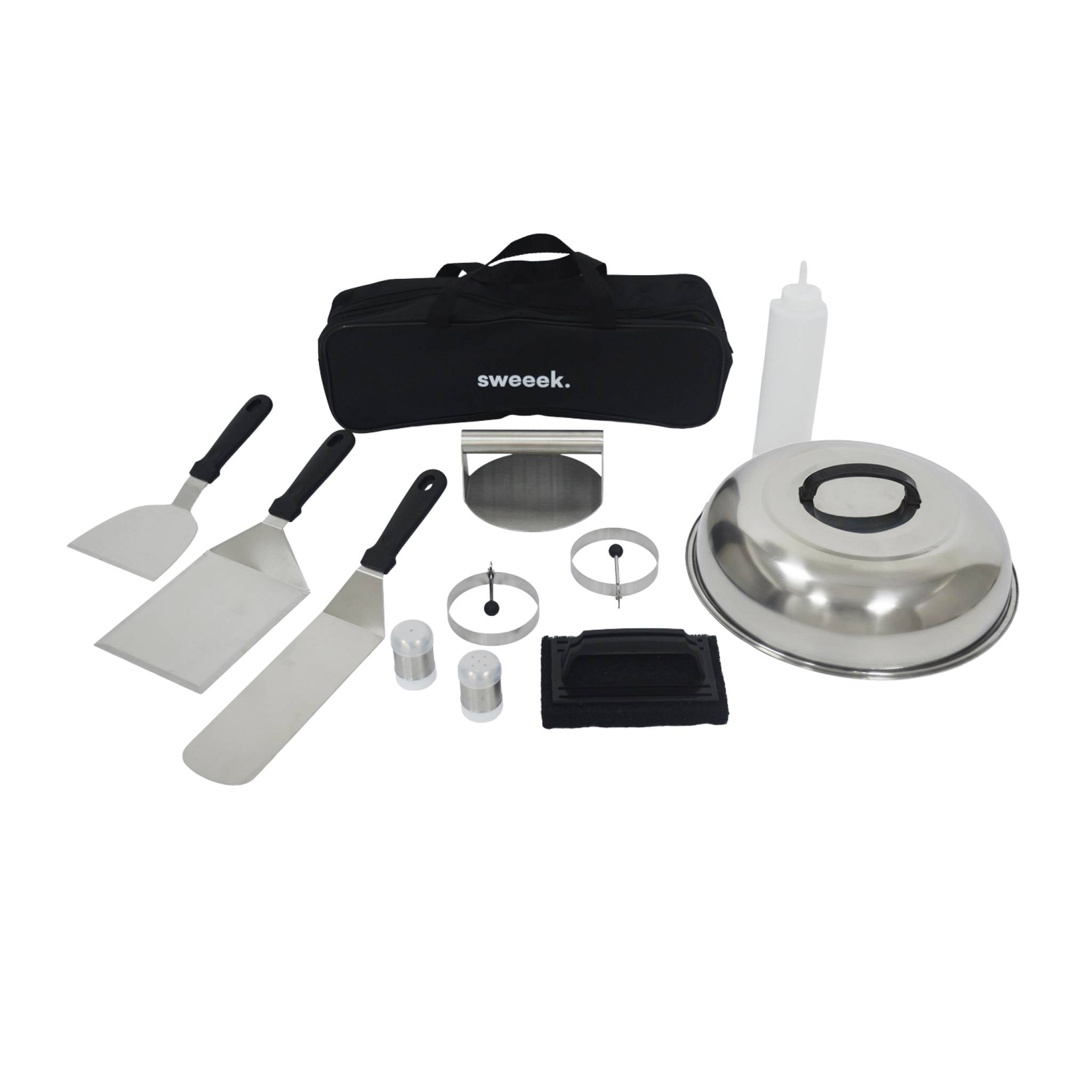 Pack accessoires barbecue. plancha. brasero 11 pièces. avec sac de transport noir