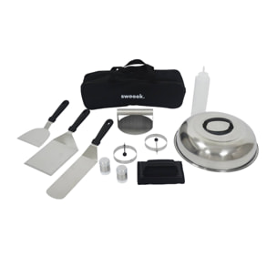 Pack accessoires barbecue. plancha. brasero 11 pièces. avec sac de transport noir