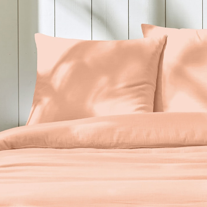 PARURE HOUSSE DE COUETTE 2 PERS 240x220 en gaze de coton - COTON ROSE