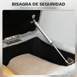 Puff Almacenaje, Banco Almacenaje Plegable, Capacidad de 47 L, 95x38x45 cm, Tapizado en Borreguito, Pie de Cama con Tapa Abatible y Patas de Madera, para Salón, Dormitorio, Entrada, Gris