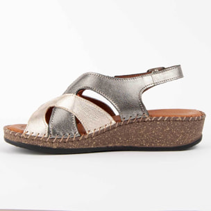 Sandalia De Cuña - Beige - Altura: 4 Cm