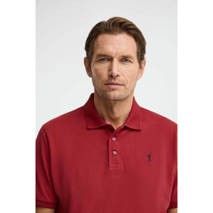 Polo rojo quemado de manga corta con logo bordado Rigby Go