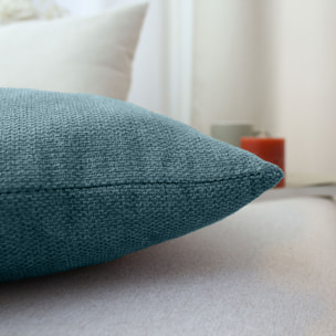 Coussin déhoussable en velours chenillé - Bleu Canard