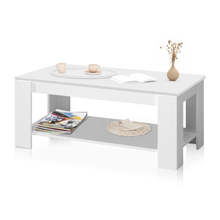 Mesa de centro elevable Lya Blanco Artik (Blanco Mate)