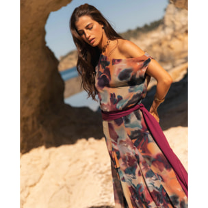 Blusa asimétrica con fajín de mujer