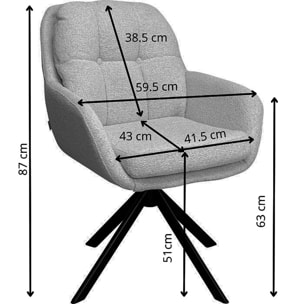 Chaise avec accoudoirs pivotante Molly jaune Kare Design