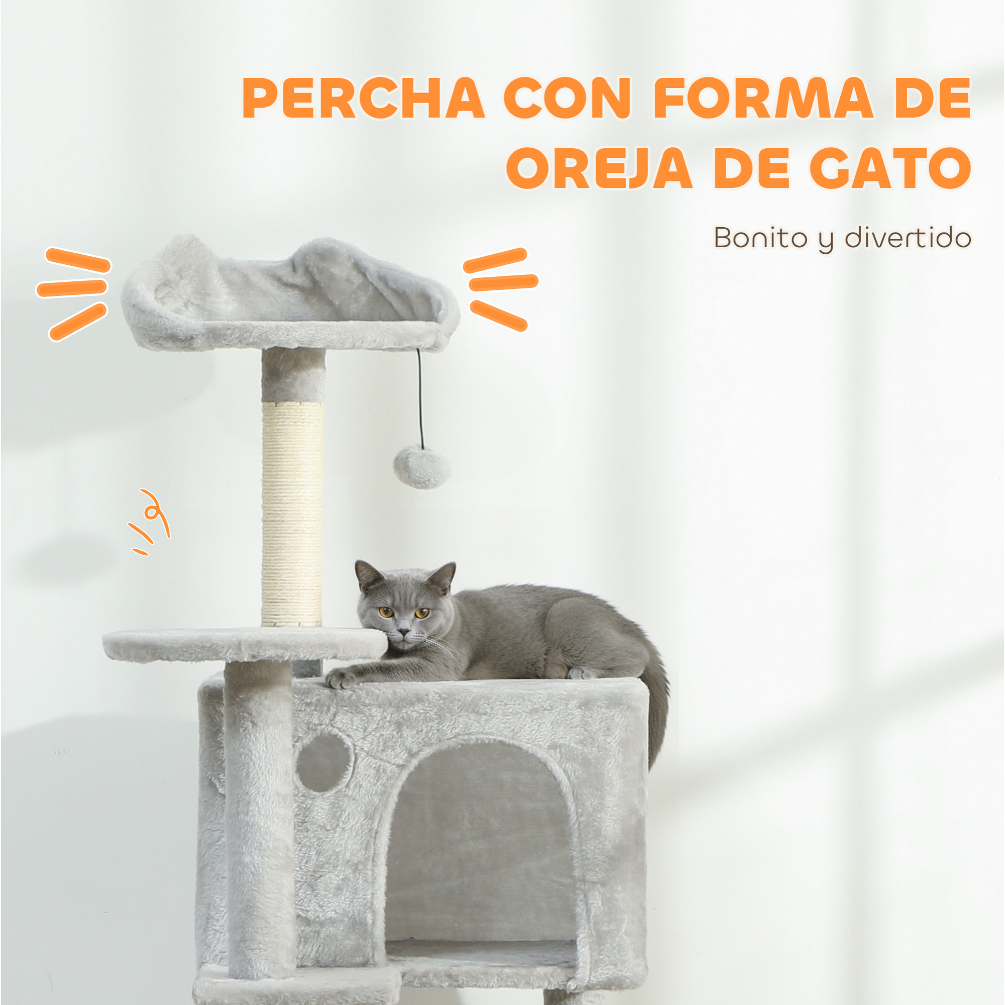 Árbol Rascador para Gatos, Árbol para Gatos 160 cm, Torre Escalador con Múltiples Plataformas, Cama, 2 Cuevas, Hamaca, Escalera, Postes de Sisal, Bolas para Jugar, Gris Claro