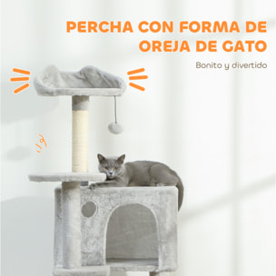 Árbol Rascador para Gatos, Árbol para Gatos 160 cm, Torre Escalador con Múltiples Plataformas, Cama, 2 Cuevas, Hamaca, Escalera, Postes de Sisal, Bolas para Jugar, Gris Claro