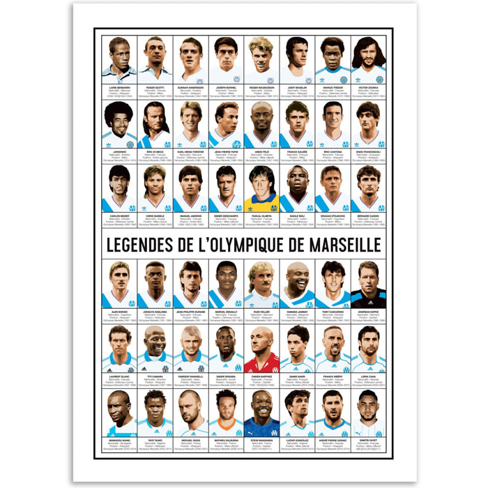 Affiche - Légendes de l'Olympique de Marseille - Olivier Bourdereau