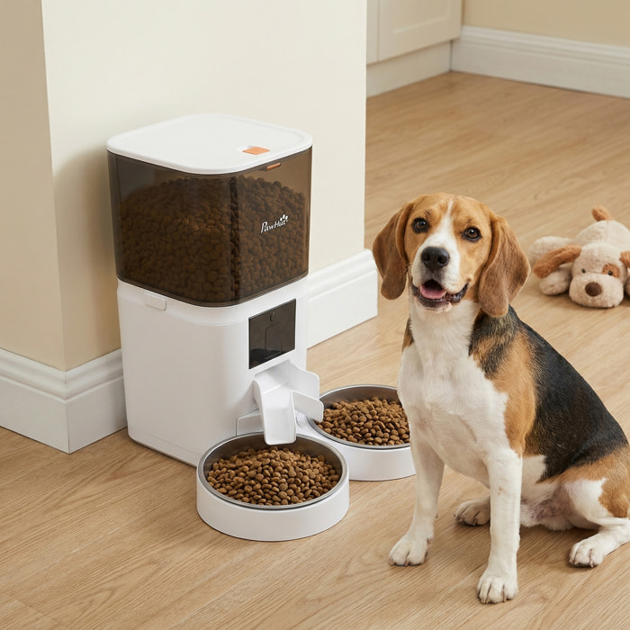 Distributeur automatique croquettes chat 6L 2 gamelles acier inox