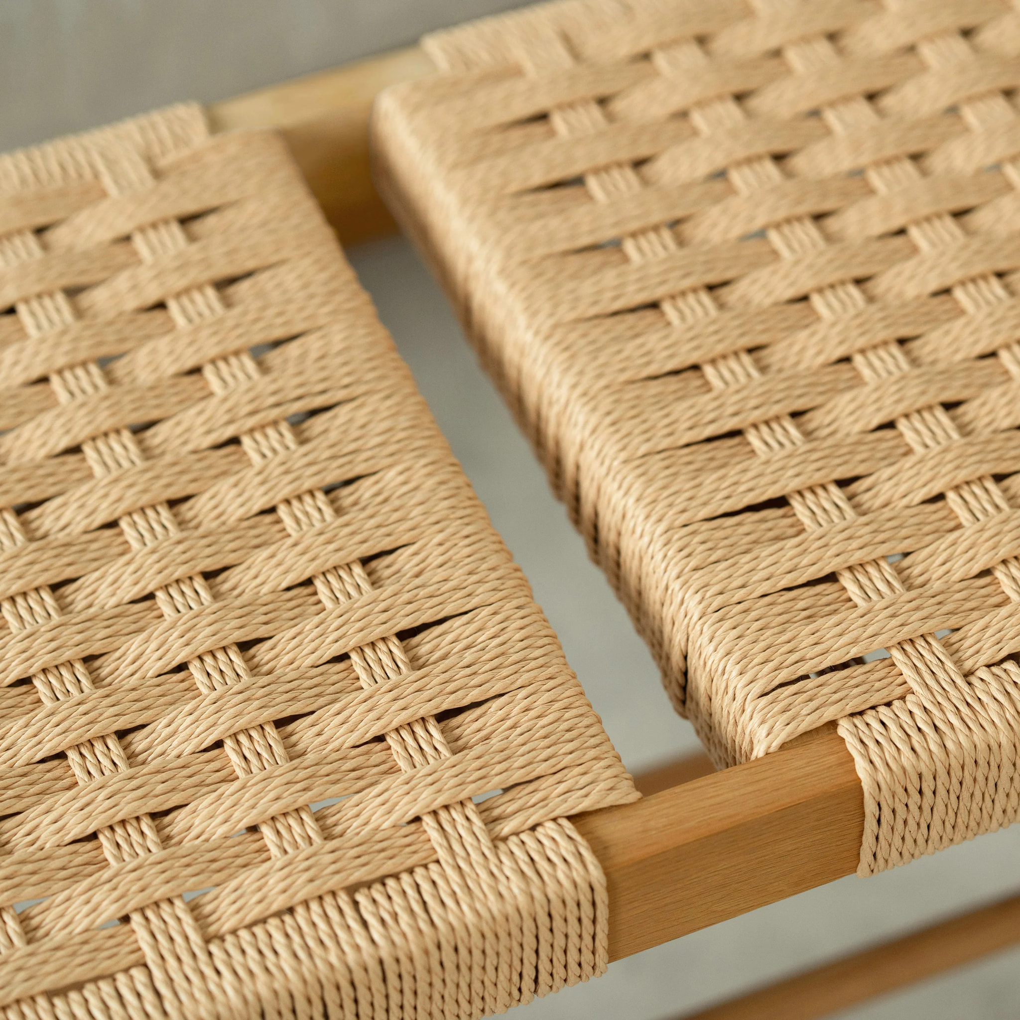 Banc 2 places en bois de chêne massif avec tressage - Kepler