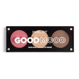 INGLOT GOOD MOOD Face Palette, Paleta de Contouring, Iluminador, Colorete, Un contorno perfecto, Ya combinados para que el look quede con las tonalidades que más se adaptan a tu piel, Bronceador + Iluminador + Rubor 7Gr.