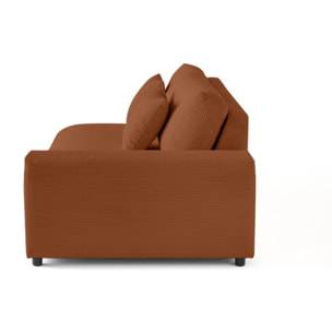 Garance - module d'assise 3 places avec accoudoir droit - en velours côtelé - Terracotta