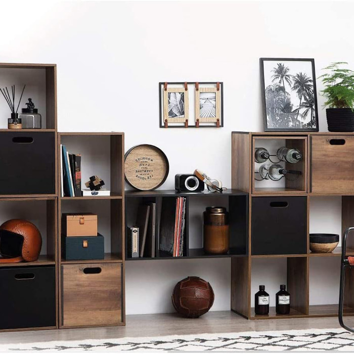 Estantería mix con 2 compartimentos de madera industrial